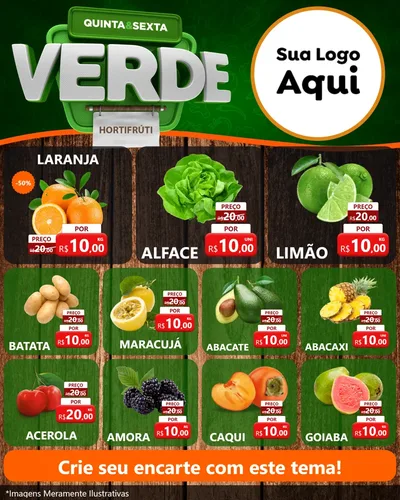 Modelo de Rede Social para Feed Instagram com o tema Quinta e Sexta Verde para Hortifrúti