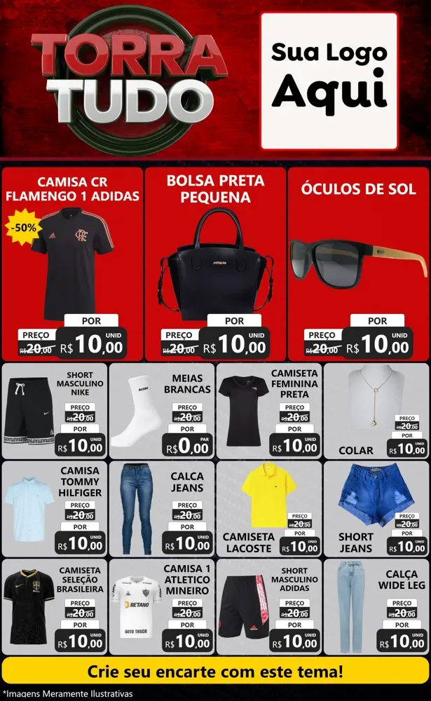 Modelo de Encarte para Encarte Grande com o tema Torra Tudo para Roupas e acessórios