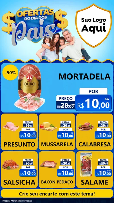 Modelo de Rede Social para Stories com o tema Ofertas do Dia dos Pais para Frios e Laticínios