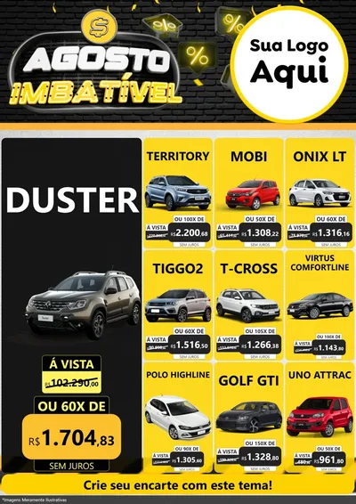 Modelo de Encarte para Encarte A4 Vertical com o tema Agosto Imbatível para Concessionaria de Carros