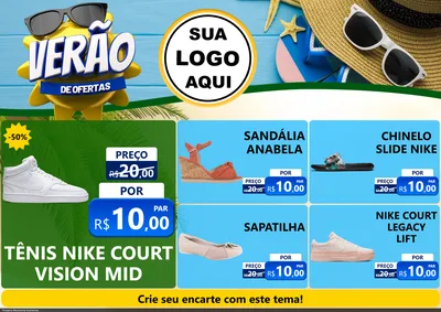 Modelo de Encarte para Encarte A4 Horizontal com o tema Verão de Ofertas para Calçados