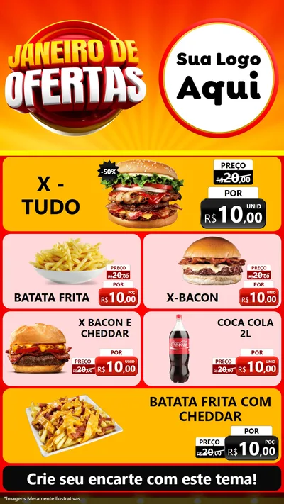 Modelo de TV para TV Vertical com o tema Janeiro de Ofertas para Hamburgueria