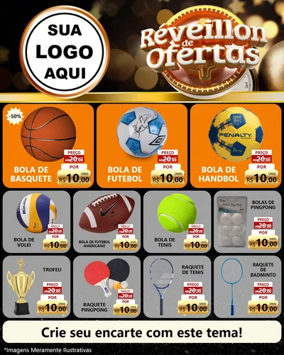 Modelo de Rede Social para Feed Instagram com o tema Réveillon de Ofertas para Artigos Esportivos