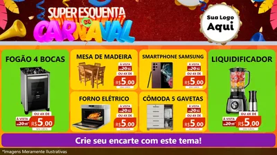 Modelo de TV para TV Horizontal com o tema Super Esquenta de Carnaval para Móveis e Eletro