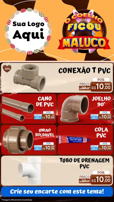 Modelo de TV para TV Vertical com o tema O Coelho Ficou Maluco - Páscoa para Tubos e conexões