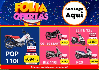 Modelo de Encarte para Encarte A4 Horizontal com o tema Folia de Ofertas para Concessionaria de Motos