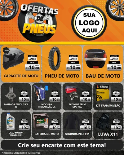 Modelo de Rede Social para Feed Instagram com o tema Ofertas de Pneus para Moto peças