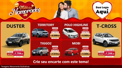 Modelo de TV para TV Horizontal com o tema Mês dos Namorados para Concessionaria de Carros