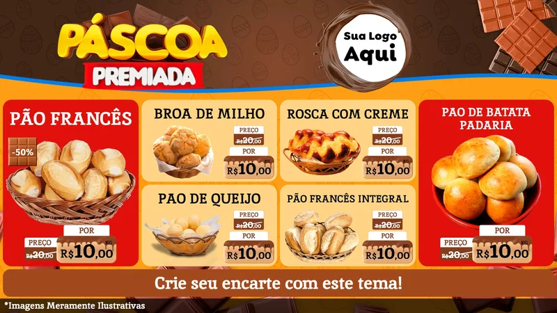 Modelo de TV para TV Horizontal com o tema Páscoa Premiada para Padaria