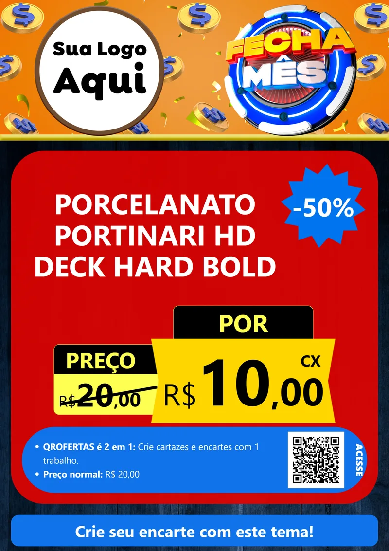 Modelo de Cartaz para Cartaz A4 Vertical com o tema Fecha Mês para Pisos e revestimentos