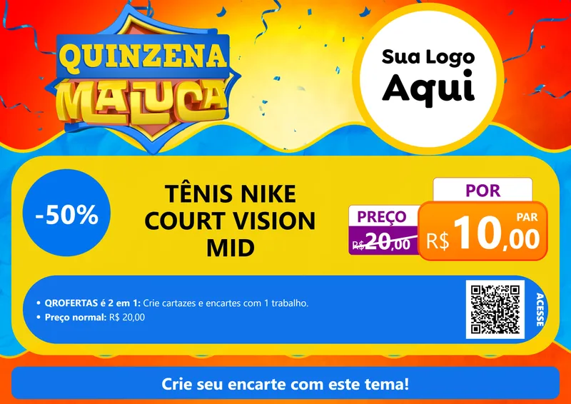 Modelo de Cartaz para Cartaz A4 Horizontal com o tema Quinzena Maluca para Calçados