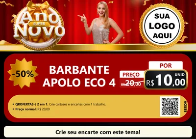 Modelo de Cartaz para Cartaz A4 Horizontal com o tema Super Ano Novo para Armarinho e Aviamentos