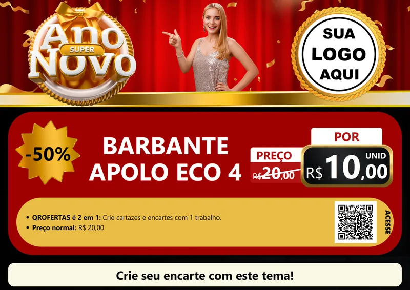 Modelo de Cartaz para Cartaz A4 Horizontal com o tema Super Ano Novo para Armarinho e Aviamentos