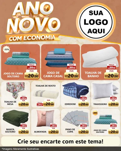 Modelo de Rede Social para Feed Instagram com o tema Ano Novo Com Economia para Cama, Mesa e Banho
