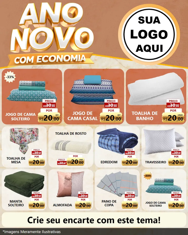 Modelo de Rede Social para Feed Instagram com o tema Ano Novo Com Economia para Cama, Mesa e Banho