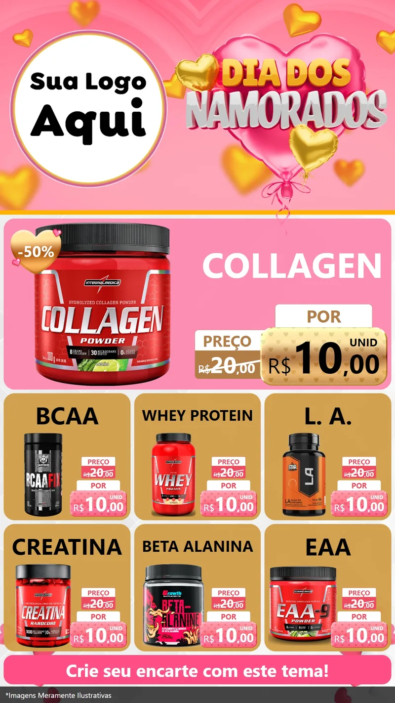 Modelo de Rede Social para Stories com o tema Dia dos Namorados para Suplementos alimentares