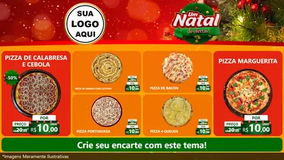 Modelo de TV para TV Horizontal com o tema Um Natal de Ofertas para Pizzaria