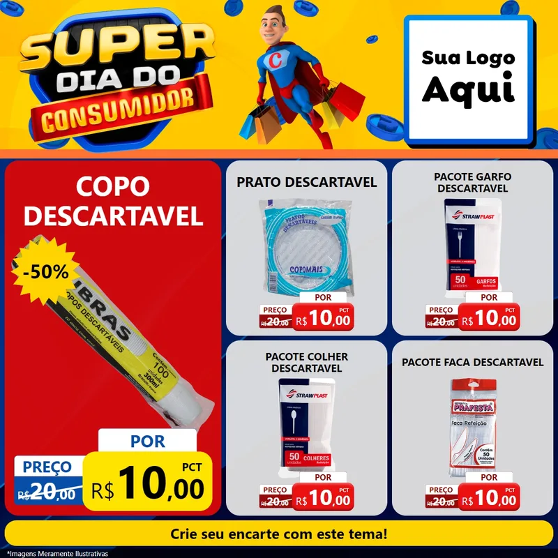 Modelo de Rede Social para Feed Facebook com o tema Super Dia do Consumidor para Embalagens