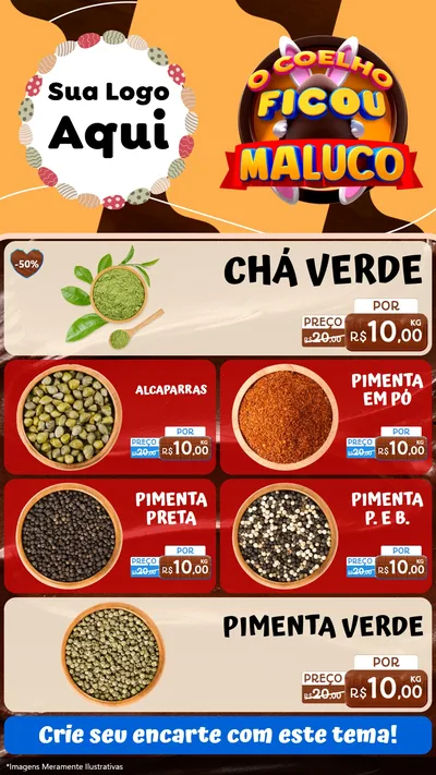 Modelo de TV para TV Vertical com o tema O Coelho Ficou Maluco - Páscoa para Produtos Naturais