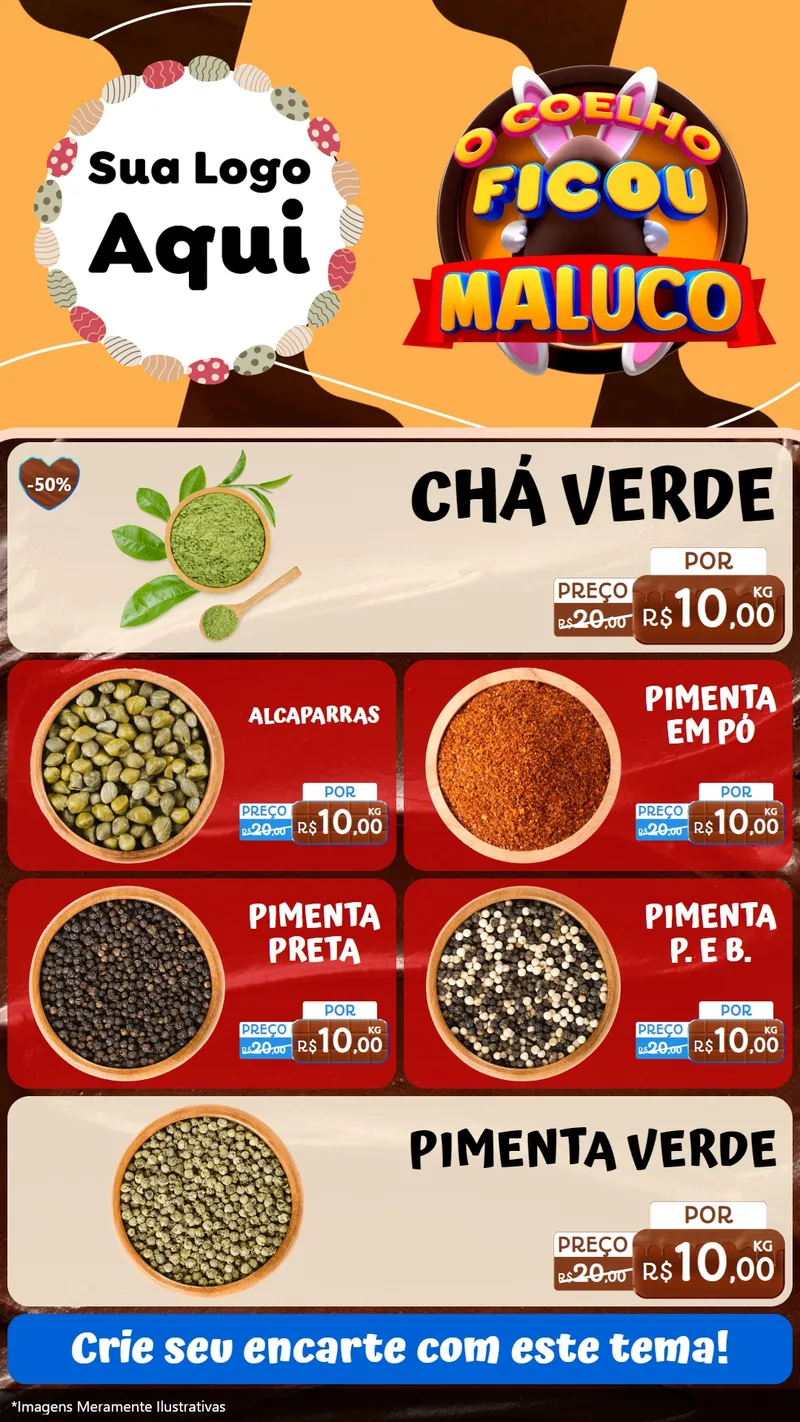 Modelo de TV para TV Vertical com o tema O Coelho Ficou Maluco - Páscoa para Produtos Naturais