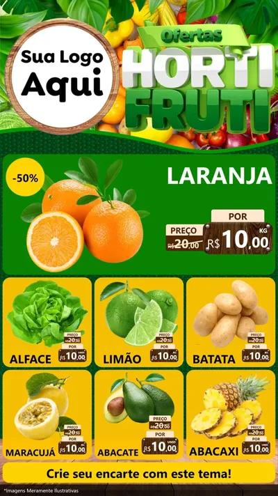 Modelo de Rede Social para Stories com o tema Ofertas Hortifrúti para Hortifrúti