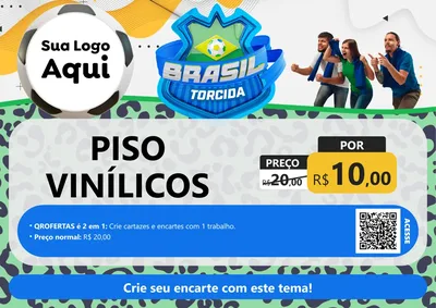 Modelo de Cartaz para Cartaz A4 Horizontal com o tema Brasil Torcida - Copa para Material para Construção