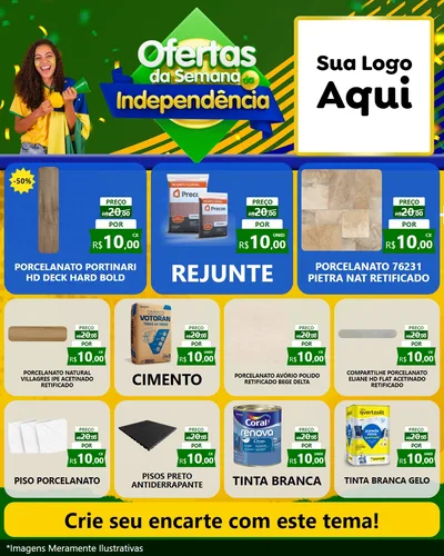 Modelo de Rede Social para Feed Instagram com o tema Ofertas da Semana da Independência para Pisos e revestimentos