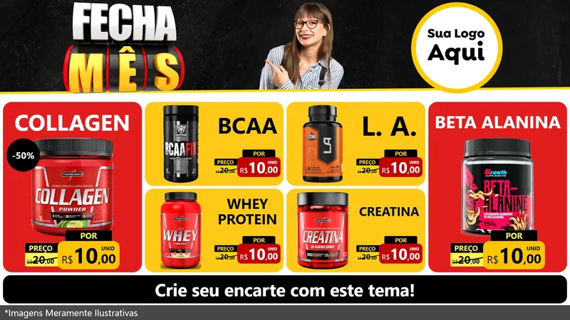 Modelo de TV para TV Horizontal com o tema Fecha Mês para Suplementos alimentares