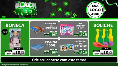 Modelo de TV para TV Horizontal com o tema Black Week para Brinquedos