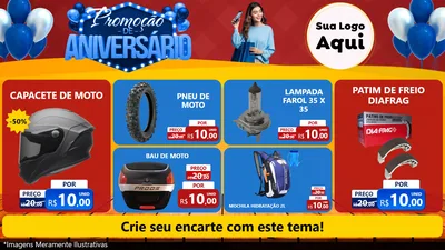 Modelo de TV para TV Horizontal com o tema Promoção de Aniversário para Moto peças