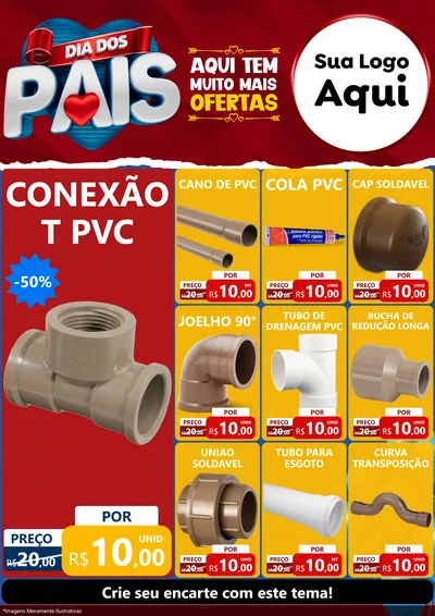Modelo de Encarte para Encarte A4 Vertical com o tema Dia dos Pais para Tubos e conexões