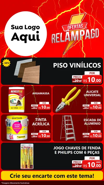 Modelo de TV para TV Vertical com o tema Ofertas Relâmpago para Material para Construção