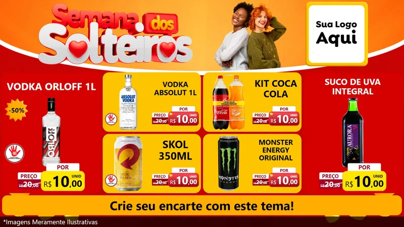 Modelo de TV para TV Horizontal com o tema Semana dos Solteiros para Distribuidora de bebidas