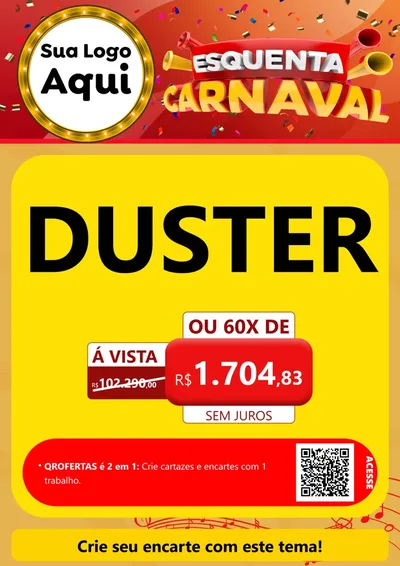 Modelo de Cartaz para Cartaz A4 Vertical com o tema Esquenta Carnaval para Concessionaria de Carros