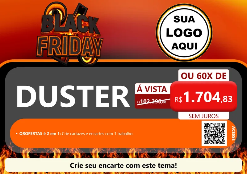 Modelo de Cartaz para Cartaz A4 Horizontal com o tema Black Friday para Concessionaria de Carros