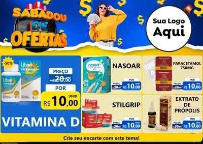 Modelo de Encarte para Encarte A4 Horizontal com o tema Sabadou de Ofertas para Farmácia