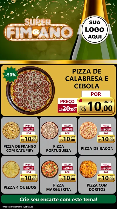 Modelo de Rede Social para Stories com o tema Super Fim de Ano para Pizzaria