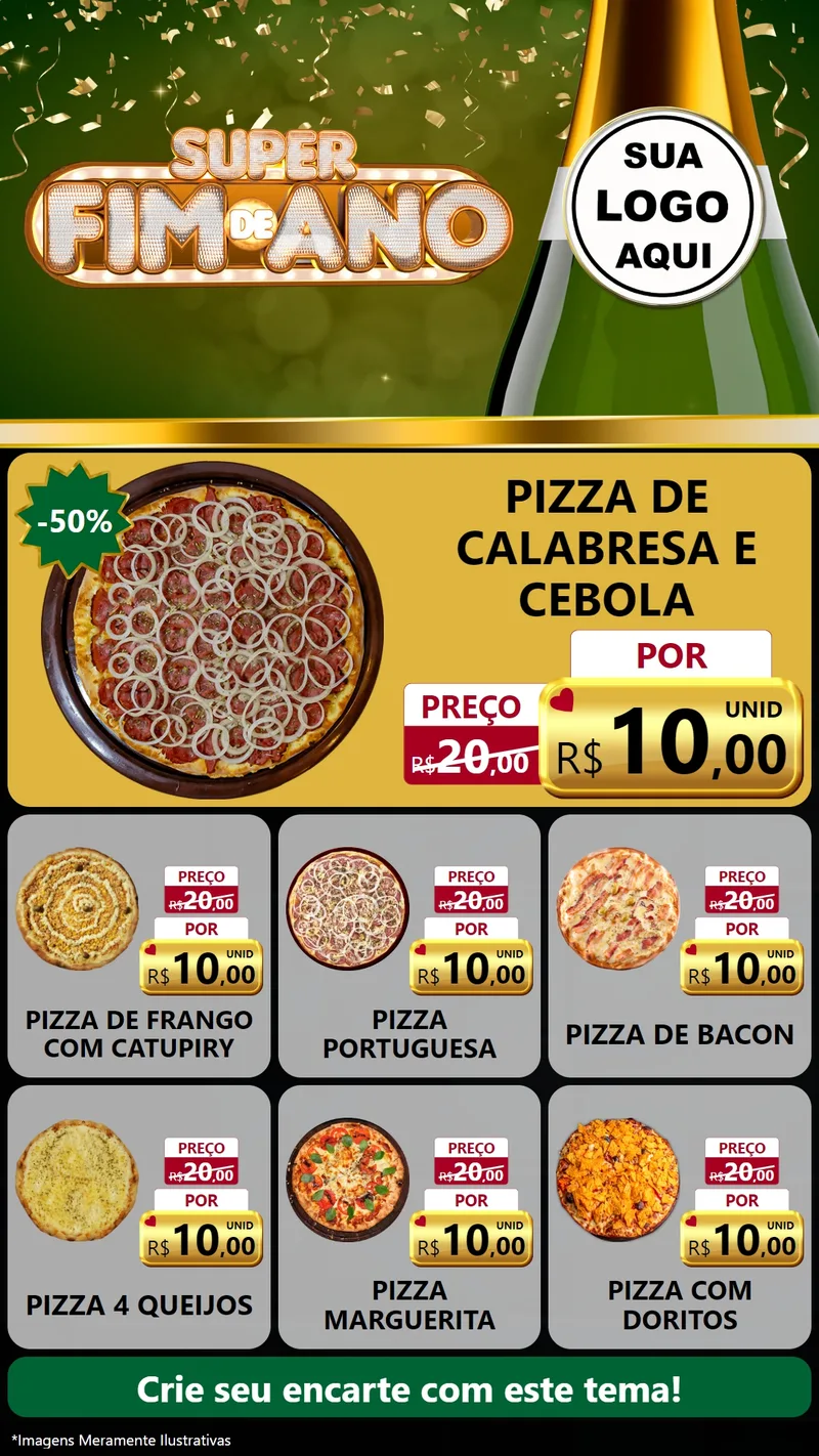 Modelo de Rede Social para Stories com o tema Super Fim de Ano para Pizzaria