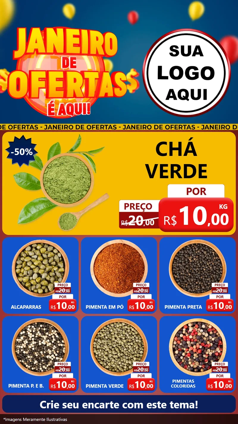 Modelo de Rede Social para Stories com o tema Janeiro de Ofertas É Aqui! para Produtos Naturais