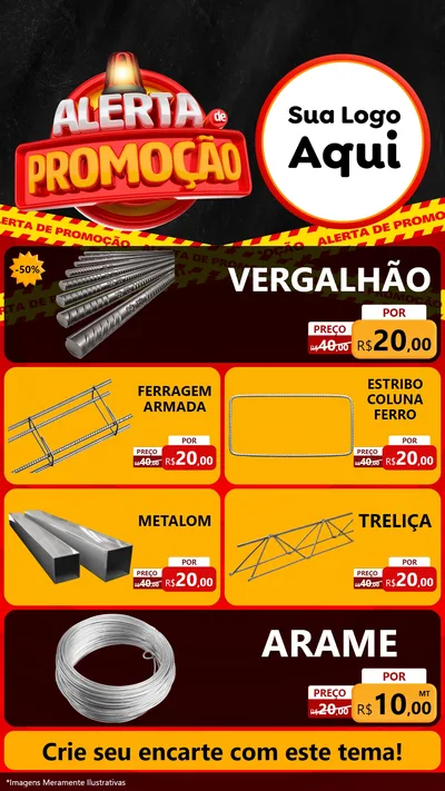 Modelo de TV para TV Vertical com o tema Alerta de Promoção para Ferragens