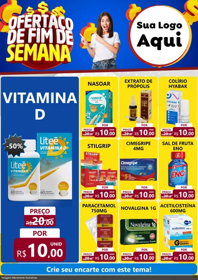 Modelo de Encarte para Encarte A4 Vertical com o tema Ofertaço de Fim de Semana para Farmácia