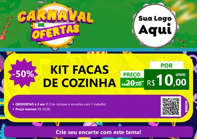 Modelo de Cartaz para Cartaz A4 Horizontal com o tema Carnaval de Ofertas para Utilidades Domésticas
