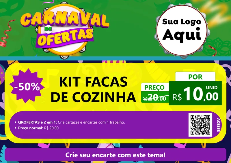 Modelo de Cartaz para Cartaz A4 Horizontal com o tema Carnaval de Ofertas para Utilidades Domésticas