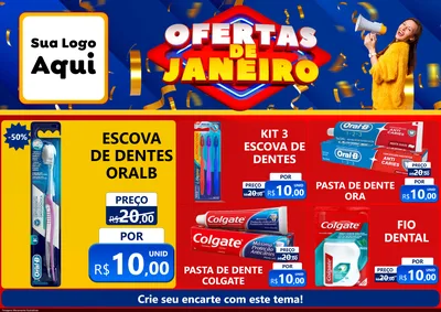 Modelo de Encarte para Encarte A4 Horizontal com o tema Ofertas de Janeiro para Higiene Pessoal