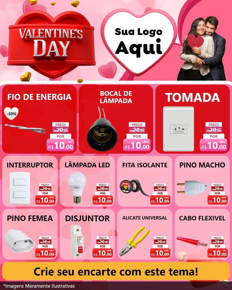 Modelo de Rede Social para Feed Instagram com o tema Valentine's Day para Materiais Elétricos