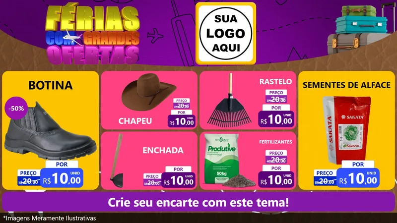 Modelo de TV para TV Horizontal com o tema Férias com Grandes Ofertas para Agropecuária