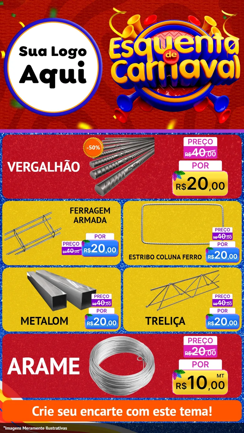 Modelo de TV para TV Vertical com o tema Esquenta de Carnaval para Ferragens