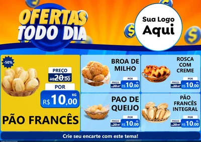 Modelo de Encarte para Encarte A4 Horizontal com o tema Ofertas Todo Dia para Padaria