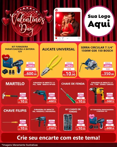 Modelo de Rede Social para Feed Instagram com o tema Valentine's Day para Maquinas e Ferramentas