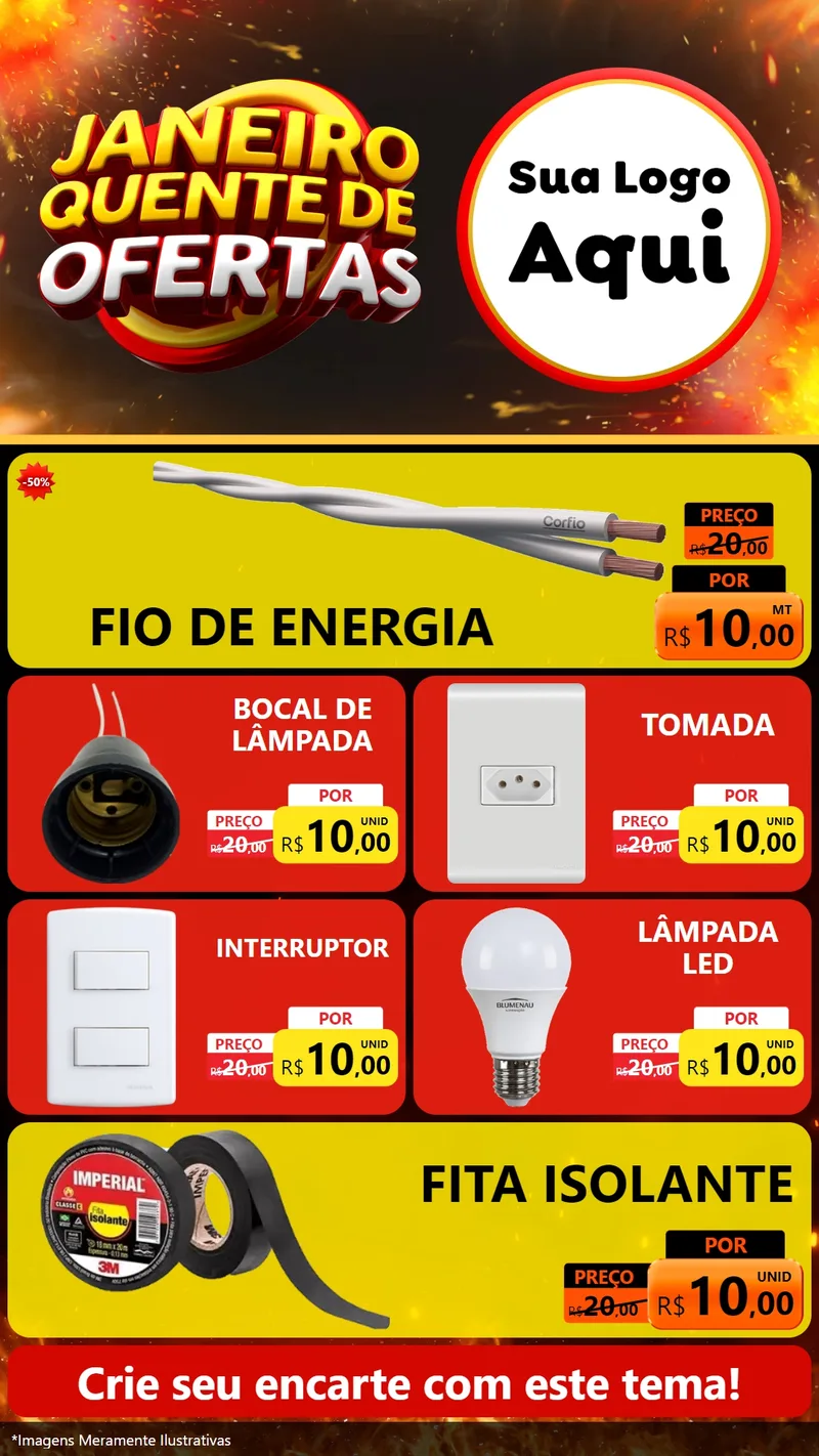 Modelo de TV para TV Vertical com o tema Janeiro Quente de Ofertas para Materiais Elétricos